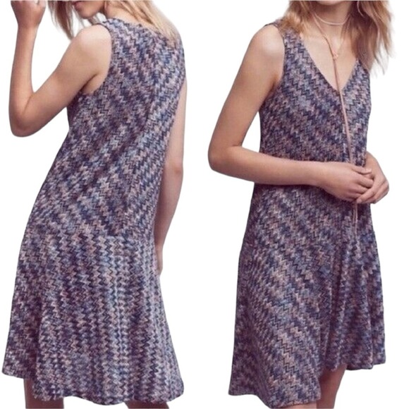 Maeve Anthropologie Westwater Knit Chevron Multi Color Drop Waist Dress - Picture 4 of 13